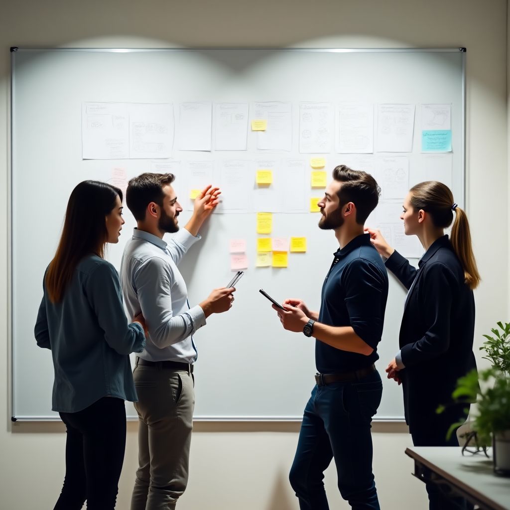 Equipo en una sesión de brainstorming.