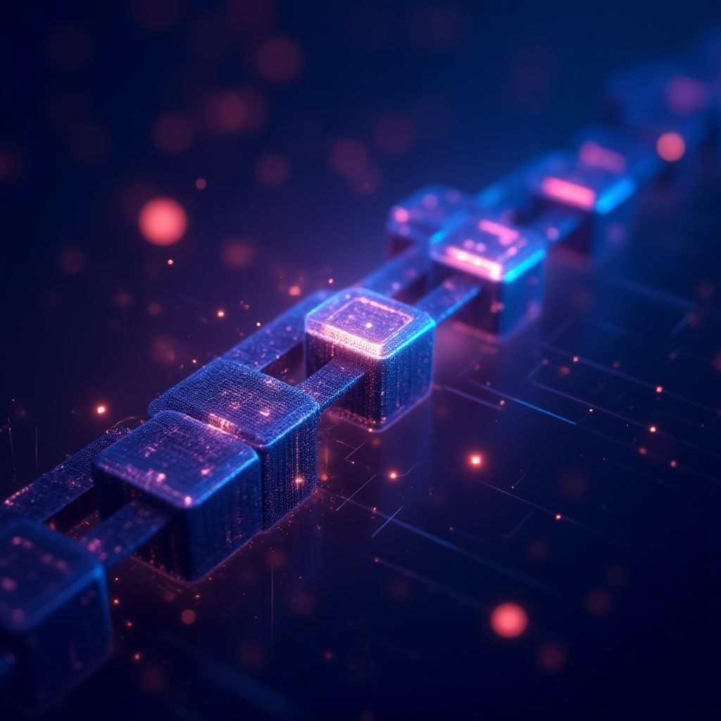 Representación conceptual de la tecnología blockchain.